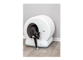 Trixie selbstreinigende Katzentoilette mit Katze.png