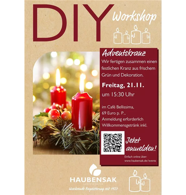 DIY WORKSHOP Adventskranz  DIY WORKSHOP Adventskranz