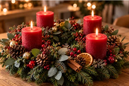 Gemütlicher Adventskranz im Kerzenschein.png